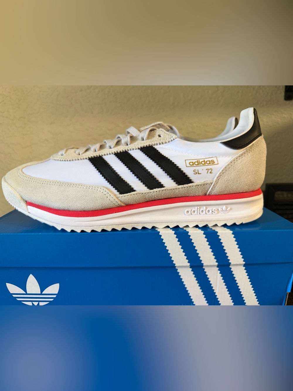 adidas SL '72 Men's White Black Retro Runner with Red Accent
